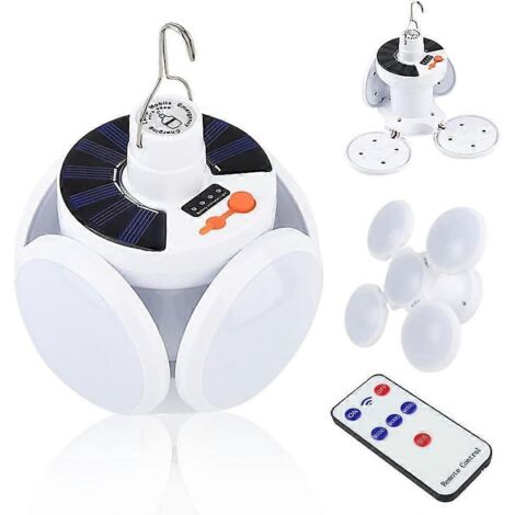 Lampe de camping solaire d'urgence portable, lanterne de camping rechargeable par USB avec 5 modes, fonction SOS, étanche, pliable, lampe LED pour tente et activités de plein air.