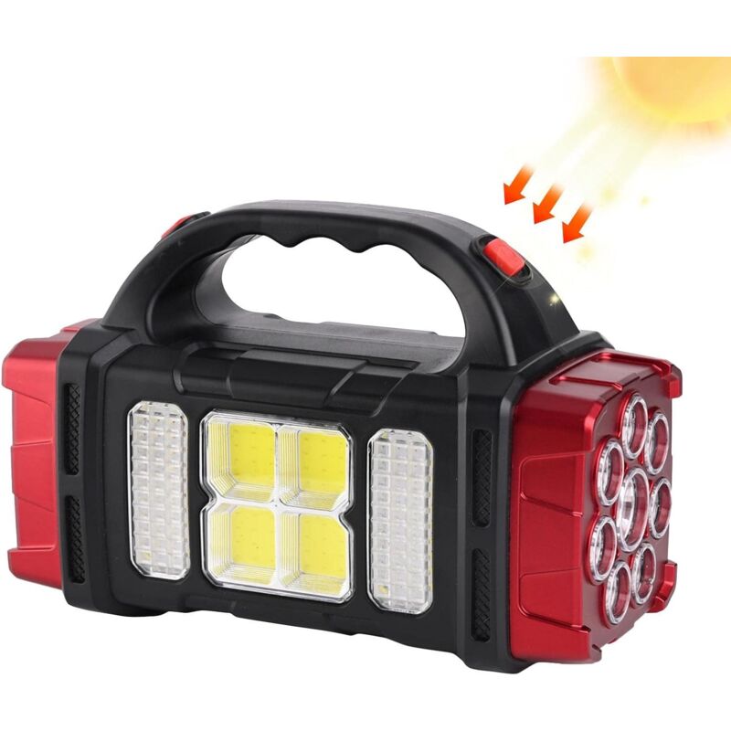 Lampe de camping solaire rechargeable pour l'extérieur, lampe led étanche, lampe multifonctionnelle 4 modes, chargement solaire ou usb, puissance de