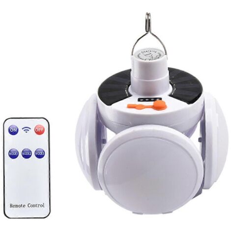 Lampe de camping solaire rechargeable USB, lampe d'urgence portable blanche