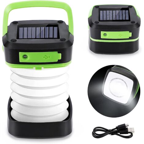 Lampe De Camping Usb Portable  Nergie Solaire, Rechargeable, Lampe De Camping  Led Pliable 3 Modes D'clairage De Secours Et De Banque D'alimentat