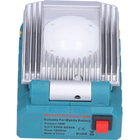 Lampe de chantier LED rechargeable 10W pour batteries Milwaukee 14V/18V, éclairage puissant et portable.