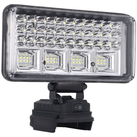 Lampe de chantier LED rechargeable 6000lm, étanche IP65, compatible batteries 14.4V‑18V, parfaite pour chantiers et urgences.