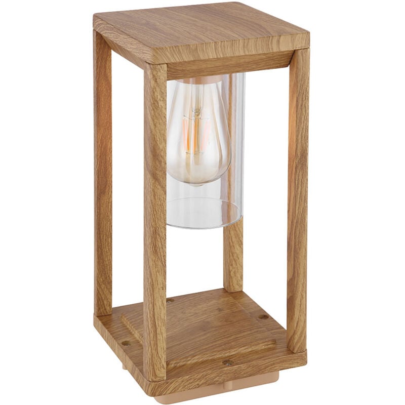 Lampe d'extérieur lanterne d'extérieur aspect bois avec capteur crépusculaire résistant aux intempéries IP44, aluminium plastique, 1x douille E27,
