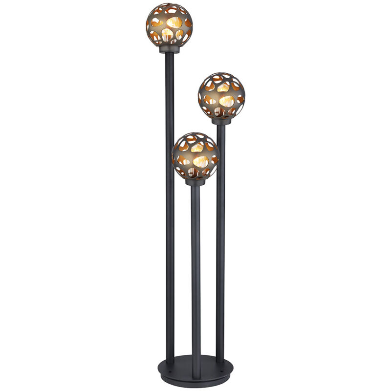 Globo - Lampe d'extérieur Boules Lampadaire à 3 flammes Décoration de jardin anthracite, alu acier inoxydable, 3x douille E27, h 162 cm