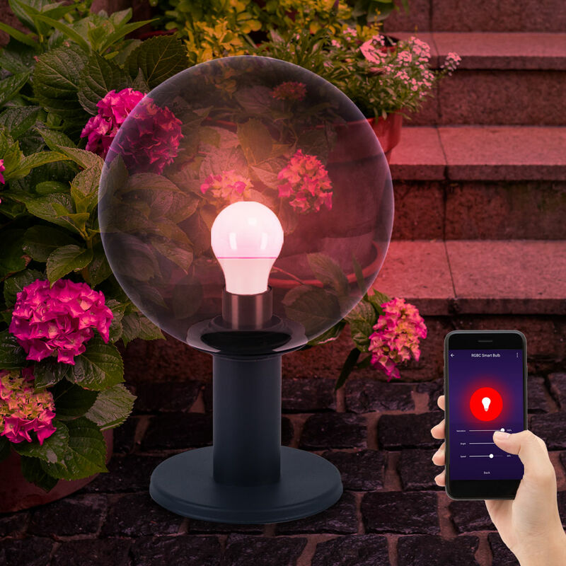 Lampe de chemin led intelligente dimmable Lampe d'extérieur led anthracite Lampe de jardin sur pied, commande vocale et par application Changement de