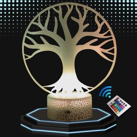Lampe de Chevet 3D LED - Arbre de Vie - Multicolore - Tactile - Télécommande - Décorative