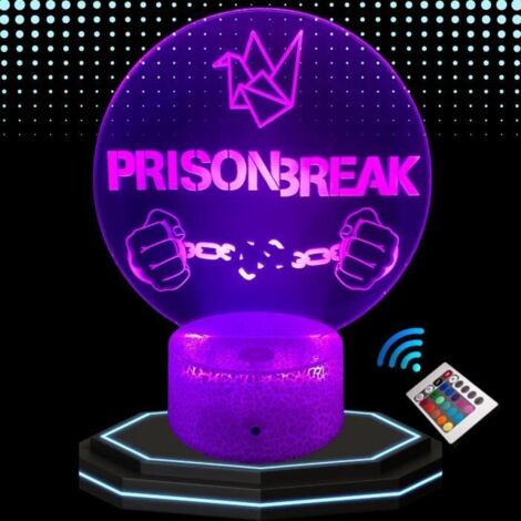 Lampe de Chevet 3D LED Série Prison Break, Veilleuse changement de Couleurs, Lampe tactile bureau et chambre, Idée Cadeau noël