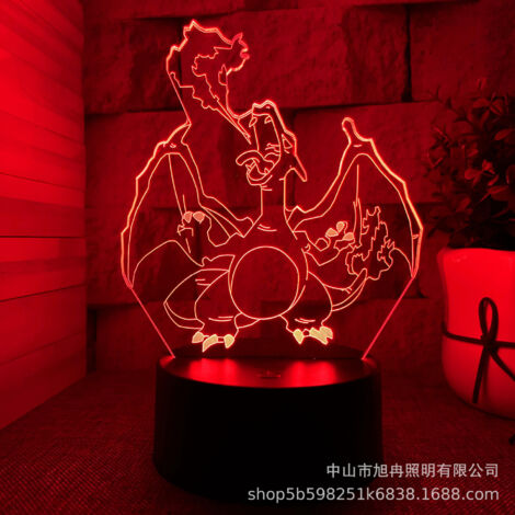 Lampe de chevet 3D Pokémon Anime USB avec télécommande tactile, cadeau créatif, GG Noir, 7 couleurs