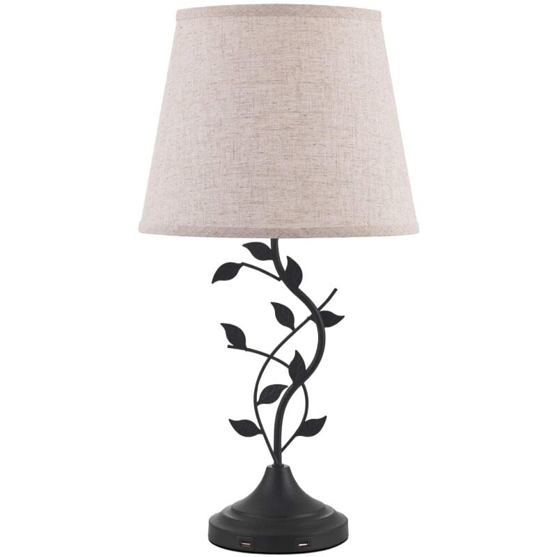 Crea - Lampe de chevet à chargement usb, adaptée aux salons et aux chambres à coucher - une lampe de bureau rétro traditionnelle avec ports usb-a et