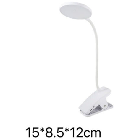 Lampe de chevet à pince , alimentée par batterie, avec 3 niveaux de luminosité et rechargeable par USB