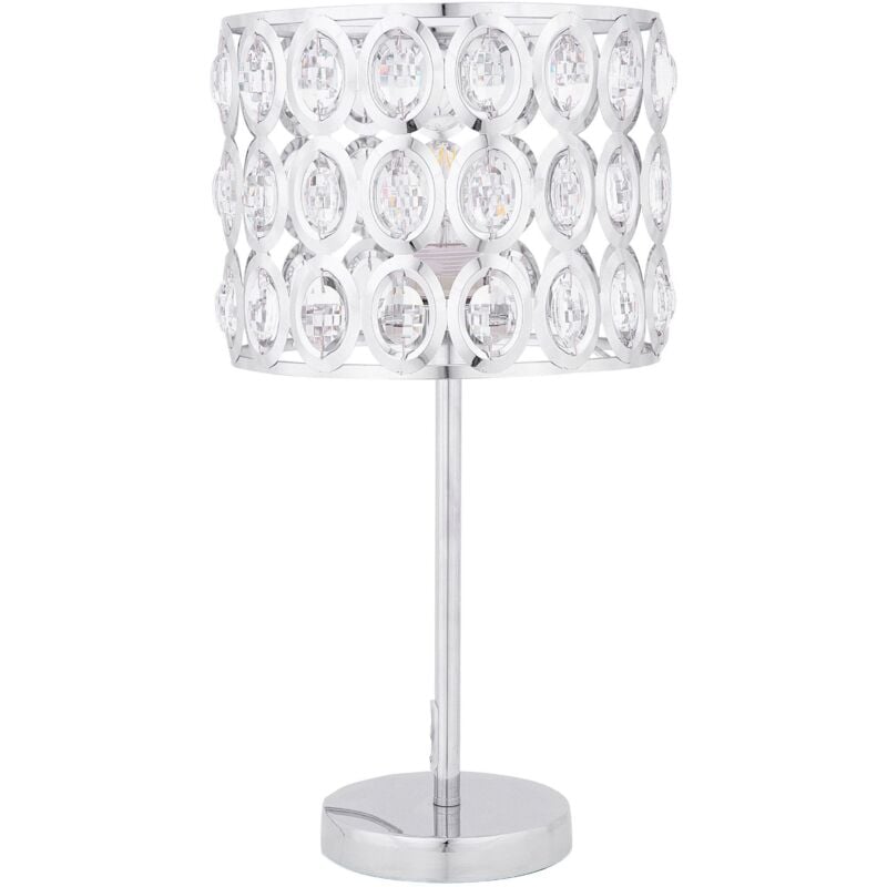 Beliani - Lampe de Chevet ou de Table Design Glamour en Métal Argenté avec Abat-jour Orné de Cristaux E27 Max 40W Éclairage Élégant pour Salon Chic