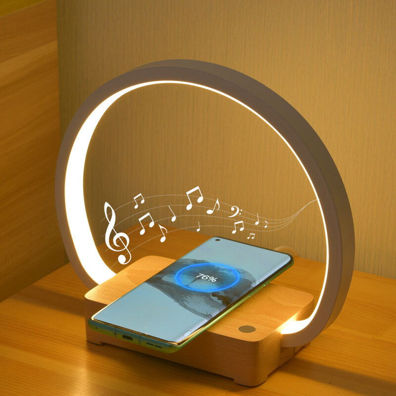 Ymyny - Lampe de chevet avec chargeur sans fil 10 w et recharge usb, veilleuse tactile à intensité variable en bois avec 3 niveaux de luminosité pour