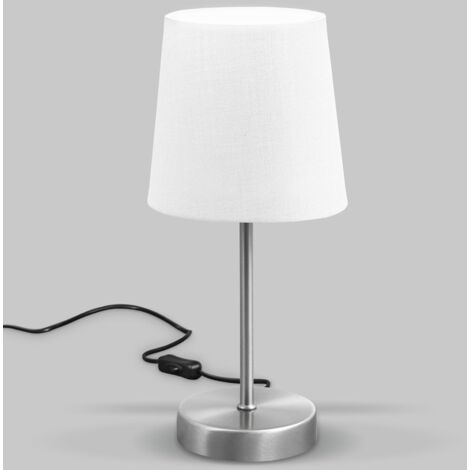 Lampe de chevet avec interrupteur à fil, douille E14, abat-jour en tissu, lampe de bureau, lampe de table, lampe de chevet, lampe chevet, lampe à poser, 31x10cm, blanc