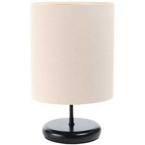 Lampe de chevet Boho 0E0s-C-130cz - Pietement noir, extérieur en jute beige clair crème, intérieur beige crème