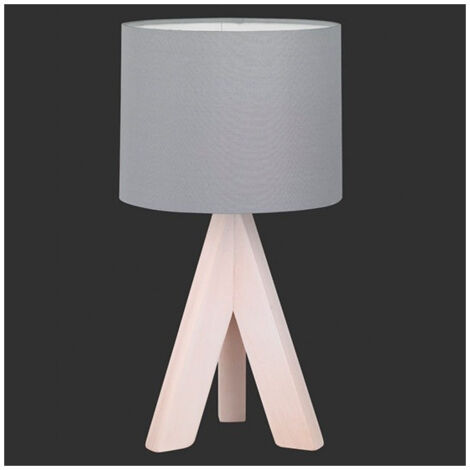 Lampe de chevet charme blanche bois H 36cm - Centrakor