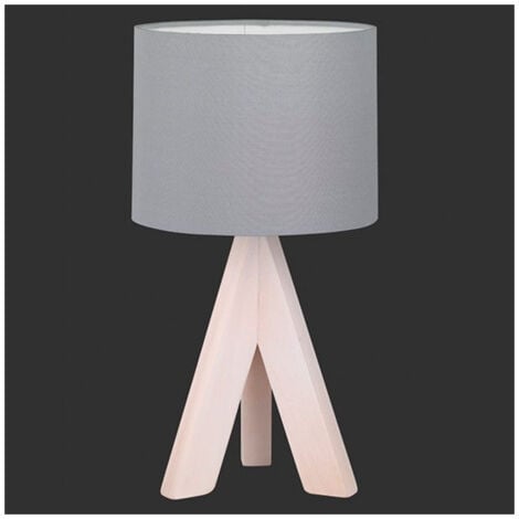 Lampe de Chevet Bois Agathe abat jour gris - Gris