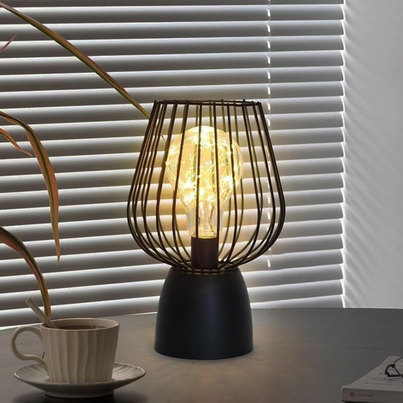 Goeco - Lampe de Chevet led Sans Fil, Lumière Chaude 3000K, Design Cage Creux, Portable pour Chambre (Sans Batterie)