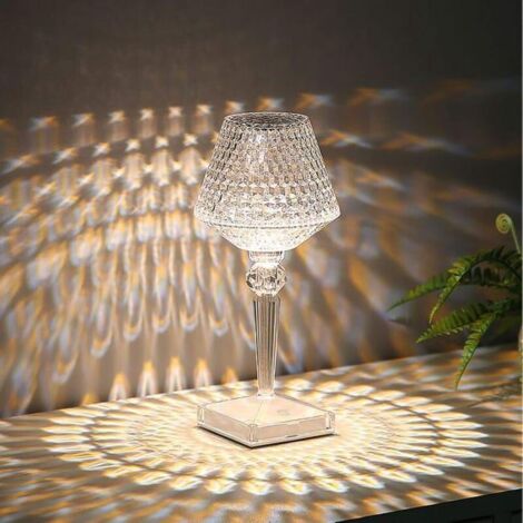 Lampe de Chevet Chambre Tactile, 3 Couleurs Lampe Chevet Tactile Cristal, Lampe de Chevet Led Rechargeable, Lampes de Table