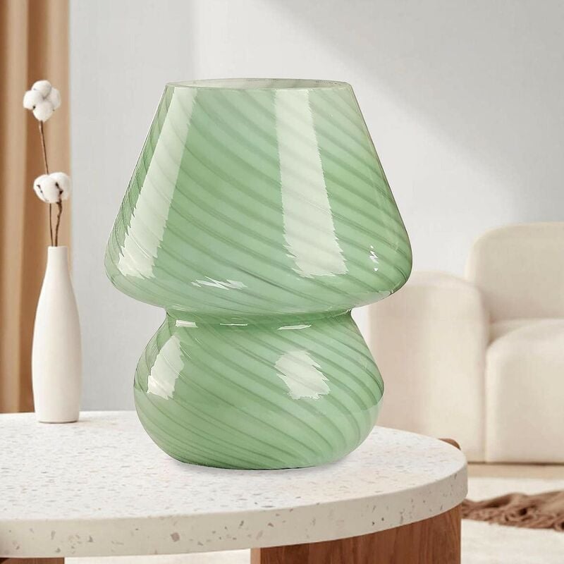 Kinsi - Lampe de Chevet Champignon, Lumière de nuit en Verre Chambre à Coucher, Lampe De Chevet,(Vert)