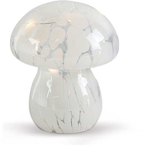 Lampe de chevet champignon tacheté blanche LED nomade – D13.5 cm x H15.5 cm – Pour intérieur et extérieur – Éclairage chaleureux – Opjet