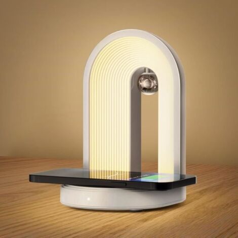 Lampe de Chevet Chargeur sans Fil 15W, Lampe de Table avec 2 Modes de Couleur et Intensité Variable, Lampes Tactiles Pour Chambre