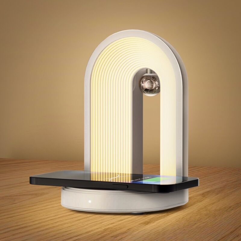 Todeco - Lampe de Chevet Chargeur sans Fil 15W, Lampe de Table avec 2 Modes de Couleur et Intensité Variable, Lampes Tactiles Pour Chambre, Cadeaux