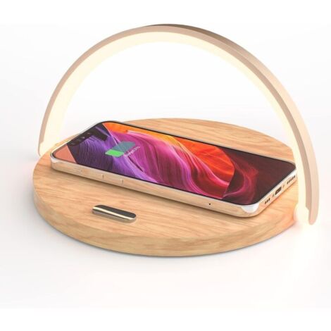 Lampe de Chevet Chargeur sans Fil, Lampe de Table Tactile, Veilleuse LED avec Chargeur Induction, Veilleuse Tactile à Intensité Variable avec 3 Niveaux de Iuminosité