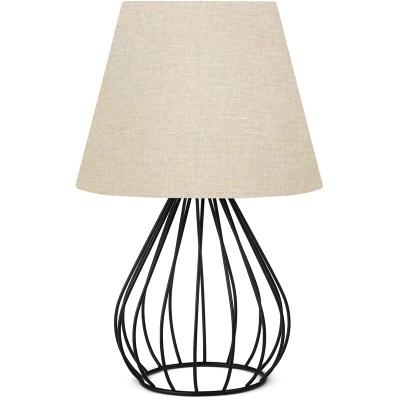 Wellhome - Lampe de nuit 36 cm. beige, type E27 Max 60 w, 'como' avec pied métal - 100% pvc - beige