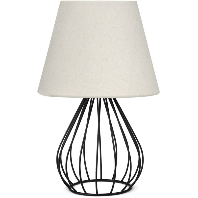 Wellhome - Lampe de nuit 36 cm. crema, type E27 Max 60 w, 'como' avec pied métallique - 100% pvc - crème