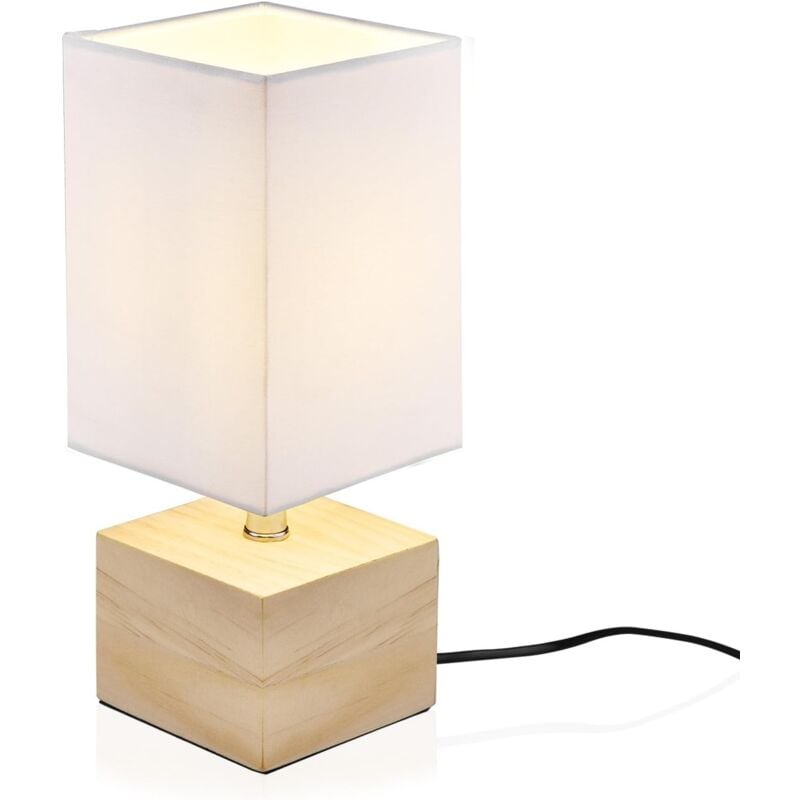 Lampe de Chevet Decoration Moderne, Atmosphère Esthétique Lampe de Table Lecture Soin pour Les Yeux en Bois Nature Eclairage de Chambre Salle (blanc)