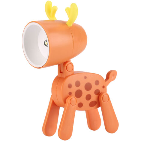 Lampe de chevet décorative animale DIY pour enfants avec LED douce et tête articulée ABS PC, 5.1x9.8cm, 40g, 6 couleurs, Puppy Deer