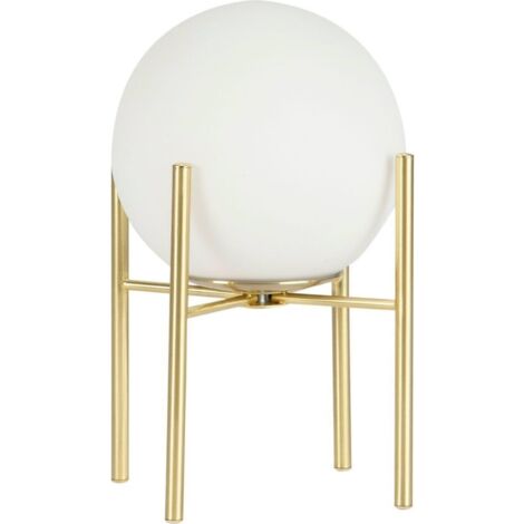 Lampe de chevet design en verre blanc et laiton doré - Blanc opalin et laiton doré