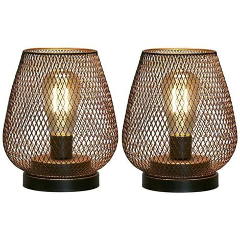 lampe de chevet design pile lampes de table d'extérieur Ensemble de 2 lampes de table à cage en métal lampe à poser salon sans fil les mariages fêtes patio pour intérieur à extérieur