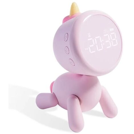 Lampe de Chevet Dessin Animé LED Affichage Numérique Horloge De Bureau Étudiant Chevet Veilleuse Électronique - Rose