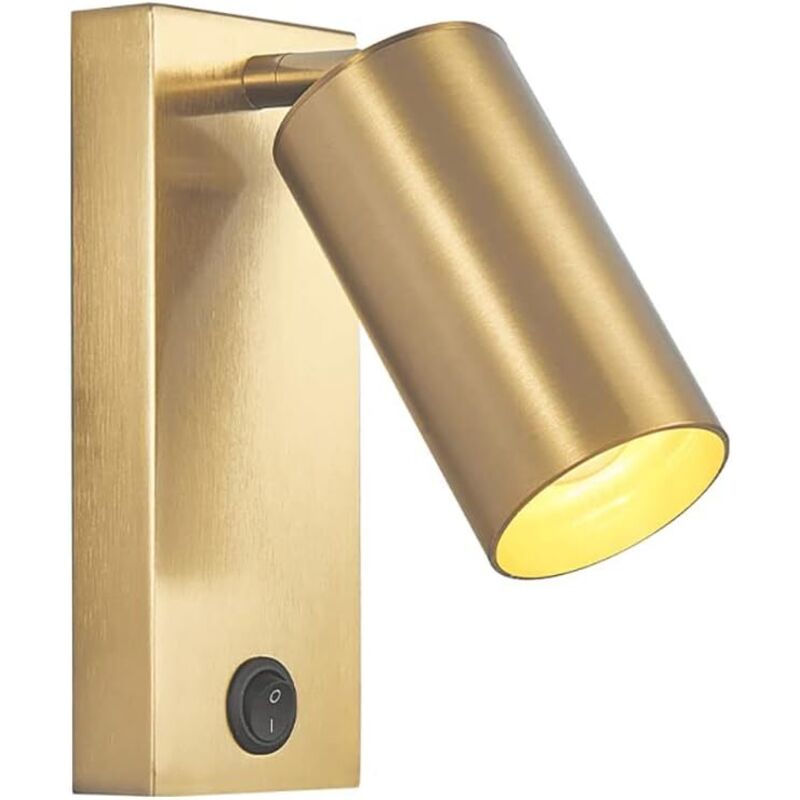 Lampe de chevet dorée avec interrupteur - Douille E27 - Convient pour la chambre et le salon - 1 pièce, dorée