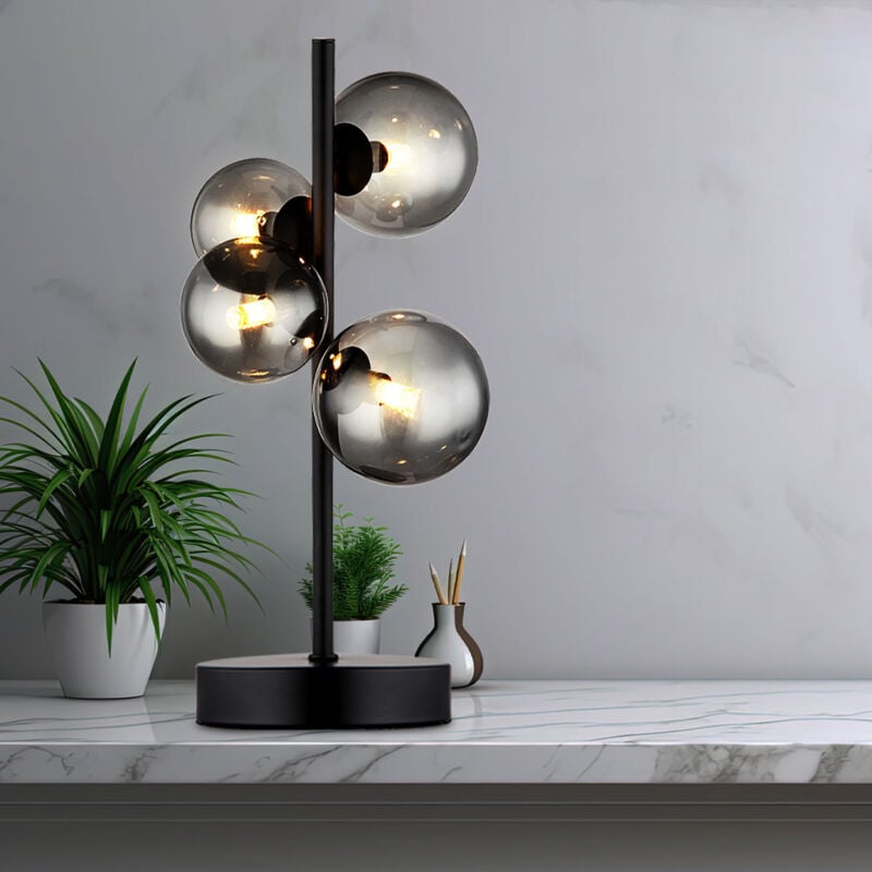 Globo - Lampe de chevet écritoire led lampe en métal éclairage boules de verre noir