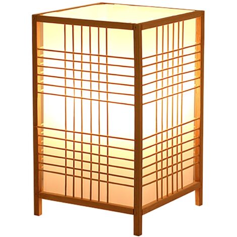 Lampe de chevet en bambou – Lampe de table rétro à croisillons – Luminaire artisanal – Lampe de lecture décorative – 15 x 25 cm