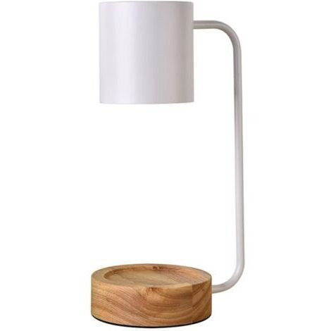 Lampe de chevet en bois avec bougie d'aromathérapie à intensité variable et interrupteur, chauffe-bougie électrique sans flamme, bougie qui fond de haut en bas, utilisable comme décoration intérieure 