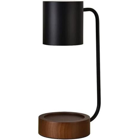 Lampe de chevet en bois avec bougie d'aromathérapie à intensité variable et interrupteur, chauffe-bougie électrique sans flamme, bougie qui fond de haut en bas, utilisable comme décoration intérieure 