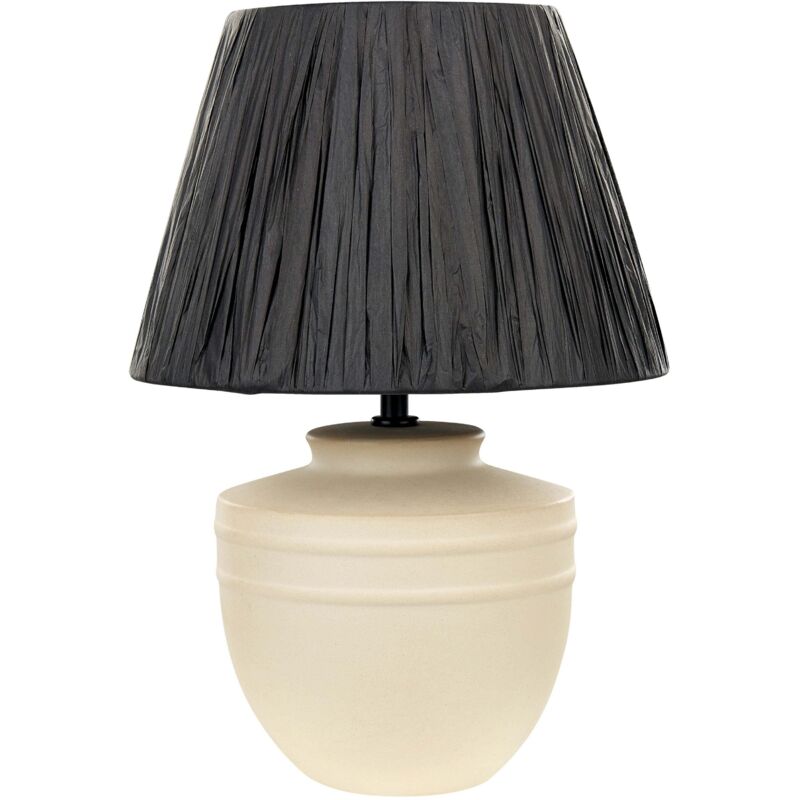 Lampe de Chevet en Céramique Beige 44 cm avec Abat-Jour en Papier Design Tigre