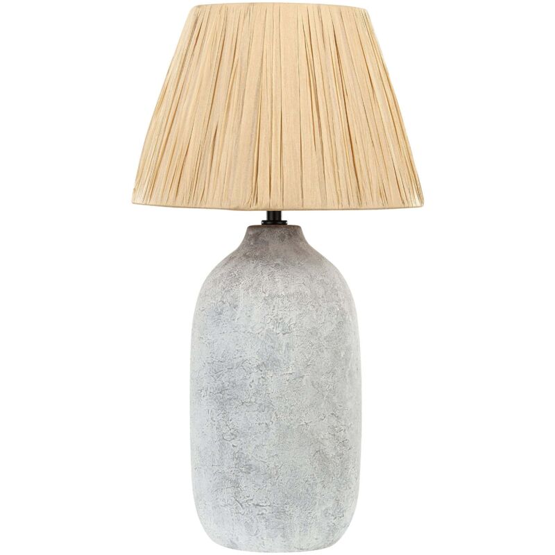 Beliani - Lampe de Chevet en Céramique Grise 56 cm avec Abat-Jour en Papier Design Matilde Beliani - Lampe de Chevet en Céramique Grise 56 cm avec Abat-Jour en Papier Design Matilde