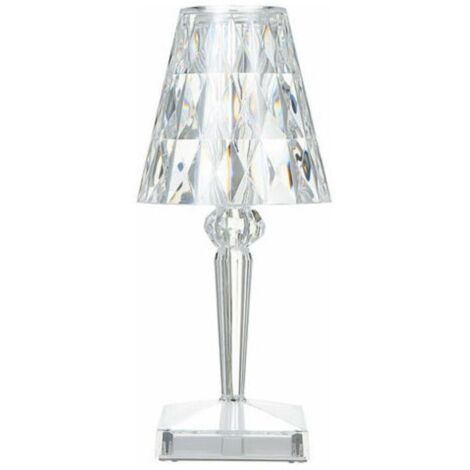 Lampe de chevet en cristal de diamant – Éclairage LED 1W – 10 niveaux de luminosité – Chargement USB – Abat-jour acrylique décoratif