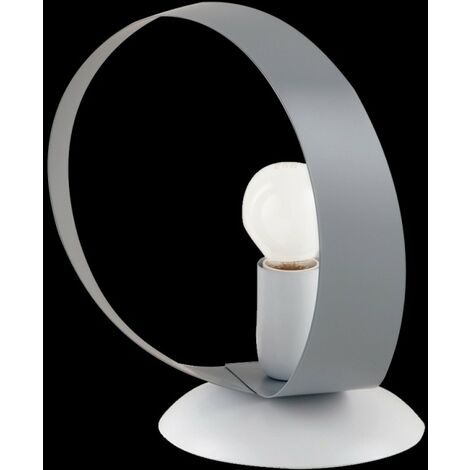Lampe de chevet en fer Blanc Gris une lumière 19x h21 cm