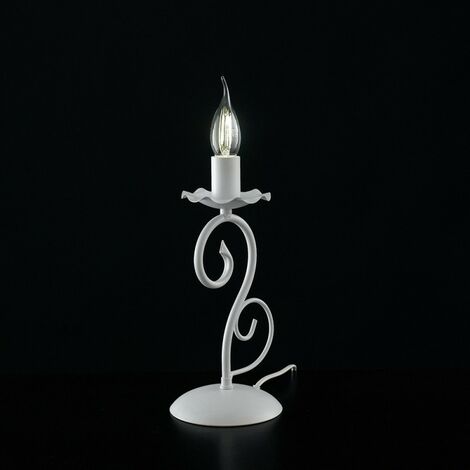 Lampe de chevet en fer blanc shabby one light 13x h28cm