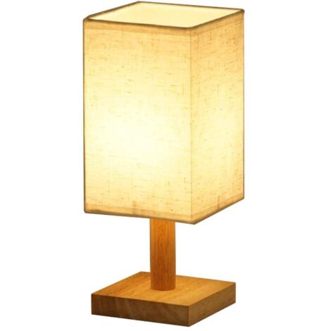 Lampe de chevet en lin et bois massif noir, design épuré, lumière douce, adaptée à chambre salon bureau et chambres d'hôtes