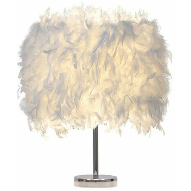 Alovez - Lampe de Chevet en Plume Blanche Lampe de Bureau Moderne Créatif Luminaire avec Support de pour Décoration de Maison Chambre Salon