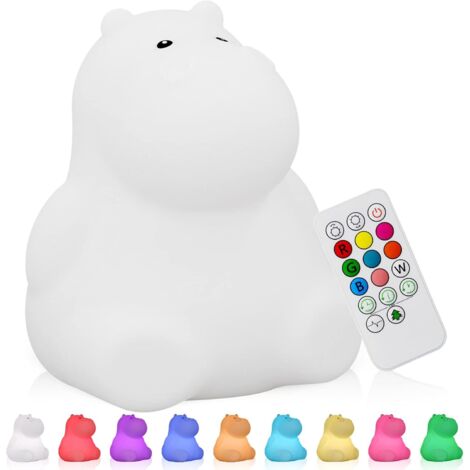 Lampe de chevet en silicone souple, rechargeable, compatible avec une télécommande.dirigéVeilleuse