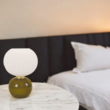 Lampe de chevet en verre Adonis kaki