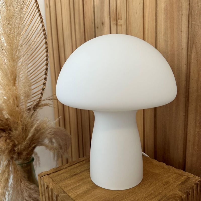 Opjet - Lampe de chevet en verre satiné forme champignon