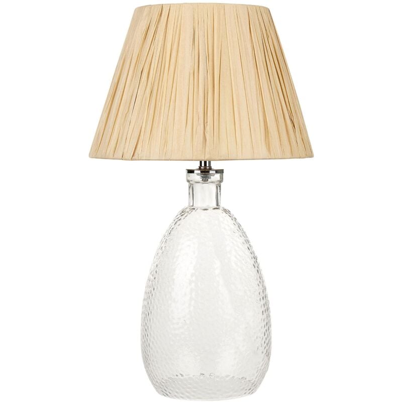 Lampe de Chevet en Verre Transparent 54 cm avec Abat-Jour en Papier Design Blanco